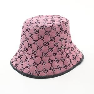 Gucci GG Canvas Fedora Hat Cotton Pink Black